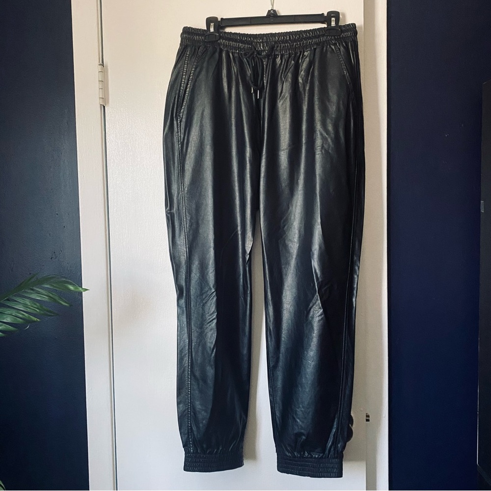 Never Worn Stella Luce Black Faux Leather Joggers